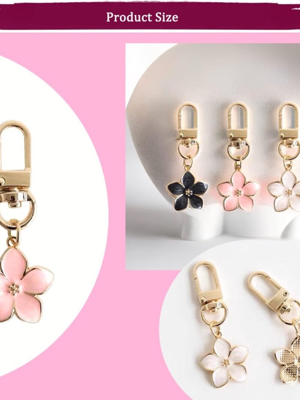 Cute Flower keychains for Women, Aesthetic Keychain Charms, Bag & Purse Charms f - Picture 2 of 6